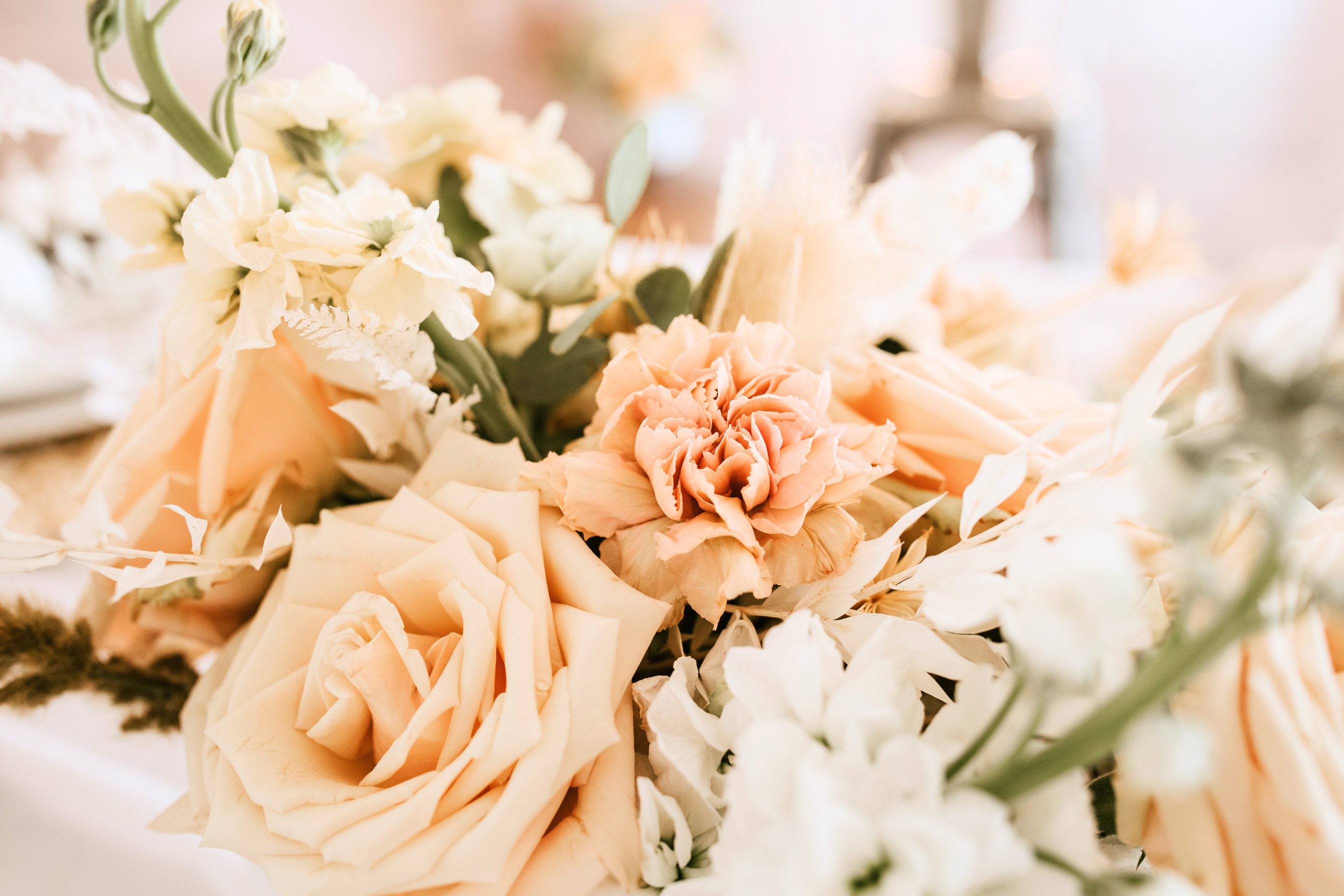 Bouquet of fresh flowers decorating wedding table